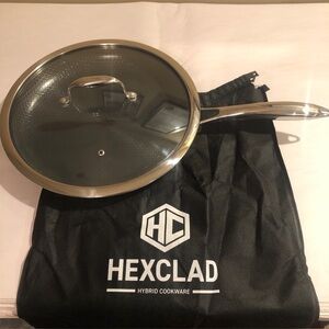 HexClad 12-Inch Hybrid Nonstick Fry Pan with Tempered Glass Lid Stay-Cool Handle